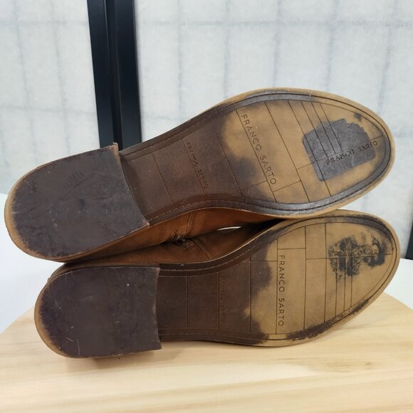 FRANCO SARTO KACEY Leather Strappy Ankle Boots Distressed Brown Women US 12M - Picture 9 of 13